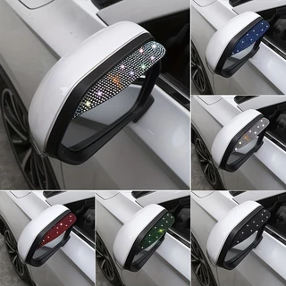 2pcs Conjunto de 2pcs Espelho retrovisor brilhante Rhinestone Carro Espelho retrovisor Rain Eyebrow Espelho retrovisor à prova de chuva Diamante Artificial Capa à prova de chuva Carro Anti-Reflexo