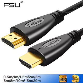 FSU 0.5m 1m 2m 3m 5m 8m Cabo De Vídeo Macho Para Compatível Com HDMI 1080P 3D Revestido A Ouro Adaptador Conversor De Conector De TV HD