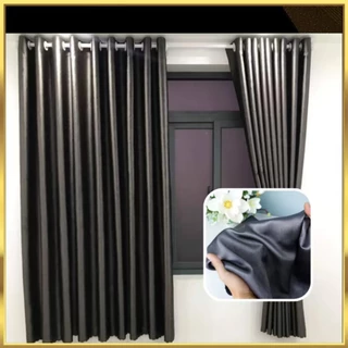 Cortinas cinza escuro fornecem bom efeito protetor solar, cortinas modernas de tecido decoram a porta lindamente