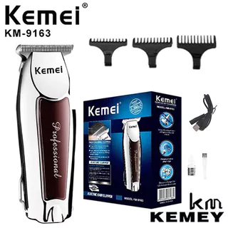 kemei Máquina De Cortar Cabelo Elétrica KM-9163 Barbeiro Escultura Aparador Profissional Lâmina Cerâmica Sem Fio