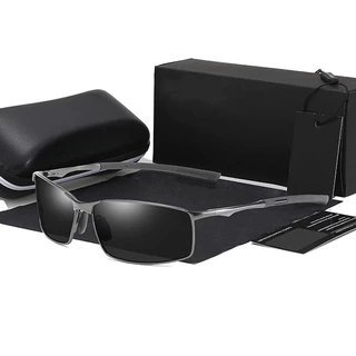 Moda HD polarizado Metal óculos de sol masculino quadrado condução óculos de sol Retro UV400