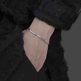 1 Pçs Moda Simples Prata Titânio Aço Cobra Osso Pulseira Para Homens Verão Casal Sem Desbotamento