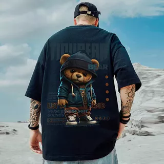 [Oferta Especial de venda a quente] Camiseta masculina de manga curta tamanho Plus Camiseta de manga curta tamanho Plus Camiseta Trendy Bear Printed T-Shirt Oversized Half-