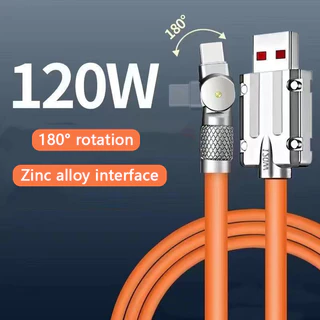 Cabo Carregador Para Andróide Tipo c 180 Rotativo 6A Micro USB 1M De Carregamento Rápido De 120W