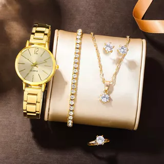 Conjunto de 2 peças feminino pulseira de relógio de luxo pulseira de Metal conjunto de presente de relógio feminino