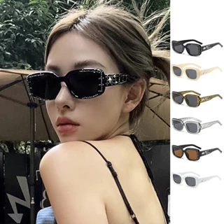Versão Coreana Moda Retro Quadrado Diamante Ajuste Meteoro Y2K Óculos De Sol Para Mulheres Sombra Masculinos Anti UV