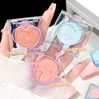 Xixi chá pêssego coração monocromático Blush baixo pó saturado delicado renderização de cor Natural pó não voador brilho