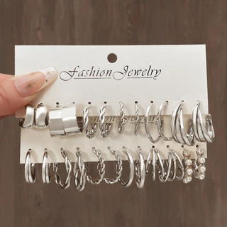 Novo Estilo Conjunto de Moda Coreano Brincos Brincos Conjunto de 6 peças de Metal Pérola Borboleta Twist Conjunto de 6 peças Brincos Jóias
