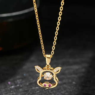 [cOd] Colar de ouro do zodíaco 12 porco, colar Benming Year, pingente de colar, colar de aço inoxidável 18k, melhora a s