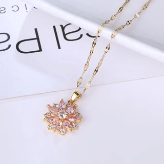 Ouro 18k Kyle Inspiration-Blooming Luz Brilhante Colar de Flores de Luxo Senhoras Corrente de Clavícula