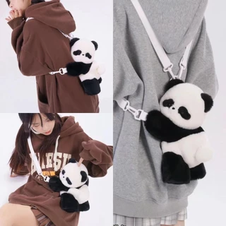 2024 Mochila Panda Fofa Mochila Feminina Novo Estilo Influenciador de Moda Feminina Mochila Feminina de Pelúcia