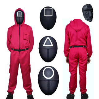 Fantasia De Macacão Vermelho Para Jogo De Lula Adulto Com Máscara , Cinto , Luvas , Jaqueta Capuz Homens , Roupa De Hall