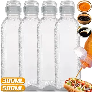 4 Pçs Garrafas De Óleo De Cozinha Plástico Tempero Squeeze Garrafa Ketchup Salada Molho Azeite Dispensador Piquenique Ch