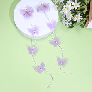 2 Pçs Boutique Caudas Longas Borboleta Grampos De Cabelo Super Fada Crianças Presilhas Headwear