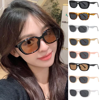 Y2K Óculos De Sol Coreanos De Sombra Retangular Para Gatos De Armação Pequena Homens Marrons E Pretos Mulheres Proteção UV Retro Sun Eyeglass