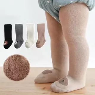 Meia-calça grossa com estampa de urso, meia-calça para meninos e meninas, meias para bebês Terry