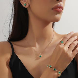 Europeu americano Cross-Border venda quente oco coração brincos pulseira conjunto moda colar anel 4 peças conjunto relóg