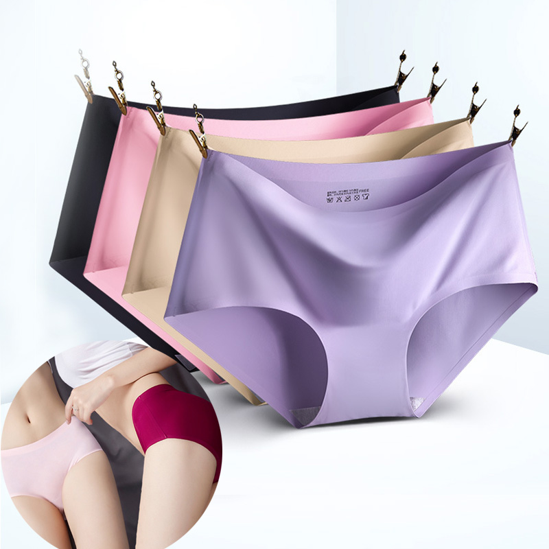 Roupa Íntima Feminina Gelo Seda Sem Traço Fina Algodão Puro Respirável E Sexy Cintura Média Triângulo Superior
