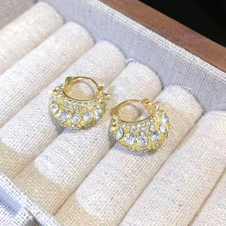 Brincos femininos 1 par exclusivo elegante incrustado zircão retrô berço Super piscando brincos de liga