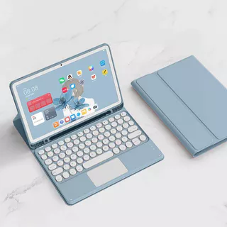 Para ipad 10.2 polegadas ipad 7th/8th/9th gen teclado com slot para lápis teclado magnético bluetooth capa de couro tablet computador chapéu redondo teclado com toque para ipad pro 12.9 polegadas