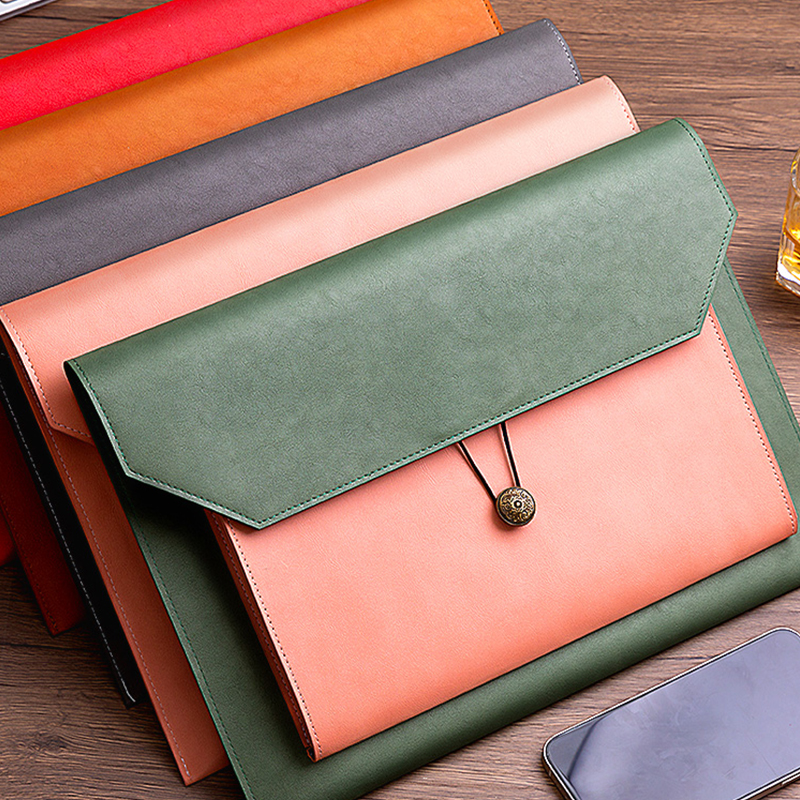 A4 Bolsa De Arquivo De Emenda De Couro Para Armazenamento De Dados , Estilo Comercial De Grande Capacidade À Prova D'água , Três Camadas , Papel Doméstico Pasta