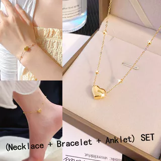 T titânio aço pêssego coração grânulo corrente terno adequado para mulheres usar moda simples nicho High-End terno