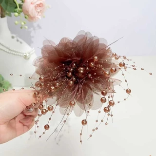 1 pçs início do outono novo estilo temperamento All-Match contas Grab Clip peônia flor pena grampo de cabelo mostrando V