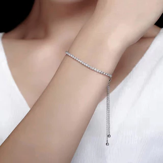 Moda pull-out tamanho ajustável zircão brilhante pulseira requintado diamante-cravejado cristal Push-pull pulseira tempe