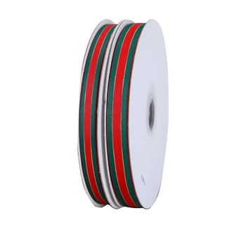 (1 Rolo) Tamanho 25 | Fita De Natal Em Vermelho/Verde/Ouro Para Embalagens E Decoração De Presentes