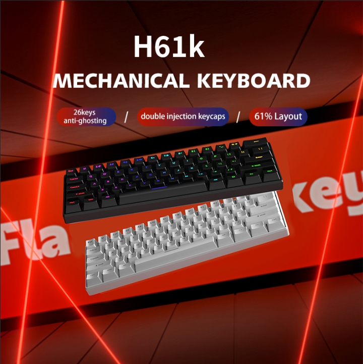 Zifriend H61K Teclado Mecânico Com Fio Rainbow Light Blue/Red/Brown Switch