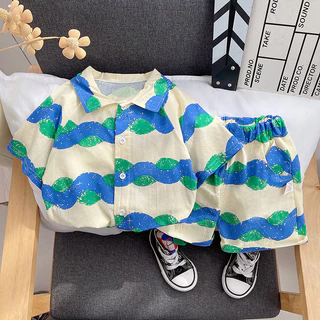 Conjunto De 2 Peças De Camisa E shorts De Manga Curta Estampada De Verão Infantil