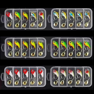 5Pcs/Box Isca Vibratória VIB Metal Rotativo , Colher Giratória De Pesca Atrai Jigs , Truta De Inverno Iscas Duras Tackle
