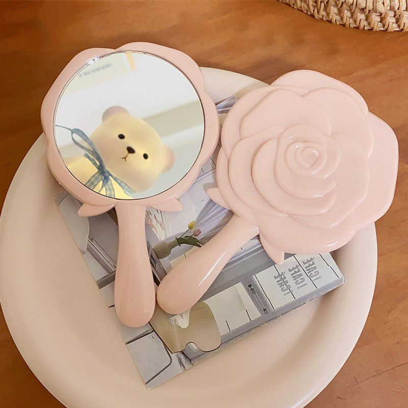 Espelho Portátil Europeu Retro Rose Blossom Pequeno Plástico Criativo De Beleza Maquiagem