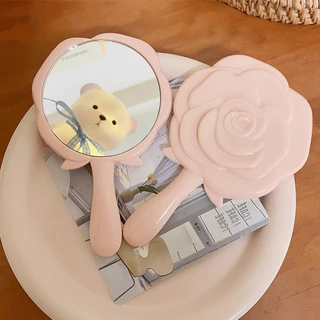 Espelho Portátil Europeu Retro Rose Blossom Pequeno Plástico Criativo De Beleza Maquiagem
