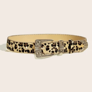 Cinto Subcultural Masculino E Feminino Com Estampa De Leopardo Versátil , De Couro Macio Fosco , Decoração Retrô Persona