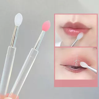 Escova para os Lábios de Silicone com Máscara Labial Anti-Pó de Tampa Escova para os Lábios Escova para os Lábios Sequin Eyeshadow Escova Multifuncional Portátil