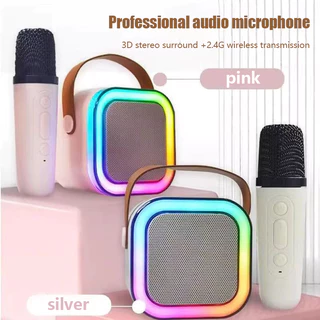 Microfone Sem Fio K12 Alto-Falante De Karaokê Bluetooth Mini Máquina Portátil KTV Com Luz RGB K