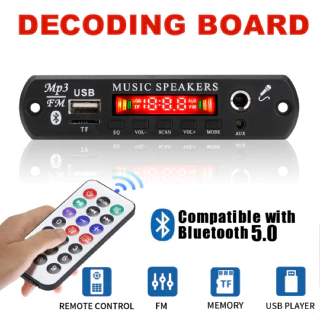 Bluetooth 5.0 DC 12V Placa De MP3 Sem Fio Carro MP3 Player USB Handsfree Microfone Gravação TF Rádio FM Desligamento Mem