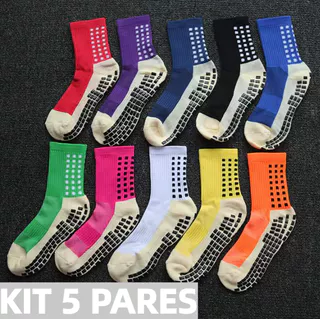 5 Pares De Meias Esportivas Antiderrapantes – Absorventes De Suor Para Futebol E Basquete