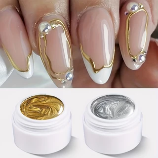 XEIJAYI 2 Peças De Esmalte Em Gel Metálico Pintado Para Unhas , Arte Criativo , Elástico , Pintura Com Cola Pintada , De