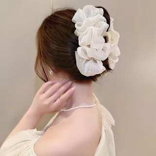 1 pçs nuvem Seersucker gaze doce estilo coreano inverno Hairpin artesanal pena decoração