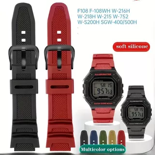 Correia De Borracha De 18mm Para Relógio Casio W-218h F-108 AE1200 1300 AE-1500 752H