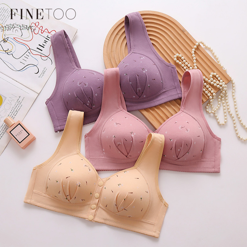Finetooo Roupa Íntima Abotoada Frontal Com Alças Duplas Para Mulheres Soutien De Lingerie Macio E Respirável Reunido