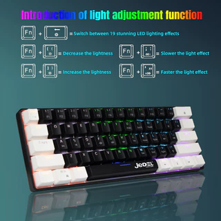 Teclado Mecânico Compacto 60 % RGB Com Fio , 61 Teclas , Trocável A Quente , Anti-Fantasmas Cheio E Todas As Chaves Não-Conflictas , Branco Preto Mistas Coloridas , Iluminado Por