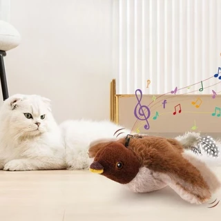 Novo Brinquedo Interativo Do Gato Recarregável Pássaro Chirp Batendo Pata Toque Ativado Brinquedos De Pelúcia