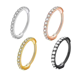 Anel de nariz de zircônia de aço inoxidável 316l, brincos de diamante, brincos de nariz, elegantes, exclusivos, joias de
