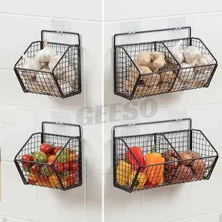 1pc 3 Grades Rack De Armazenamento Montado Na Parede Cebola Gengibre Tempero Cesta