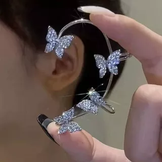 1 brincos de borboleta cravejados de diamantes clipe de osso de orelha integrado não perfurado clipe de orelha de alta q