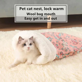 Saco De Dormir Para Gatos De Inverno Internos , 360 ° Cama De Gato Coberta Quente De Lã Confortável Do Envoltório , Maci