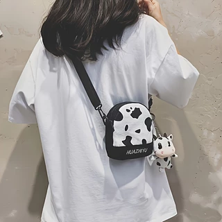 Bolsa Feminina De Lona De Vaca A Tiracolo , casual De Corpo Cruzado Pequena Quadrada Para Celular